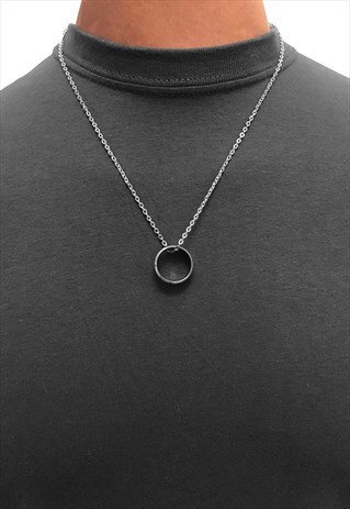 18" RING PENDANT NECKLACE CHAIN - SILVER