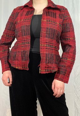 Vintage 90s Jones New York red checked tartan jacket