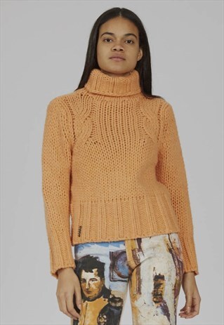VINTAGE 90'S D&G SOFT TOUCH ORANGE ROLL NECK KNIT