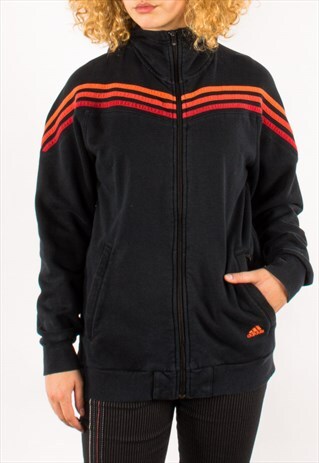 VINTAGE BLACK ADIDAS FULL ZIP HOODIE
