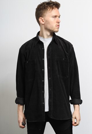 VINTAGE CORDUROY CORD SHIRT BLACK