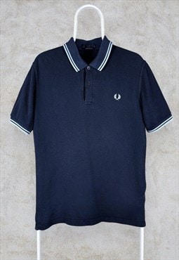 Fred Perry Polo Shirt Made in England Navy Blue Tipped Mediu