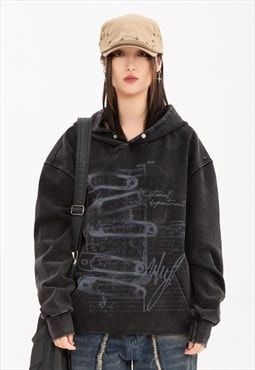 Graffiti hoodie safety pin print top bleached grunge jumper