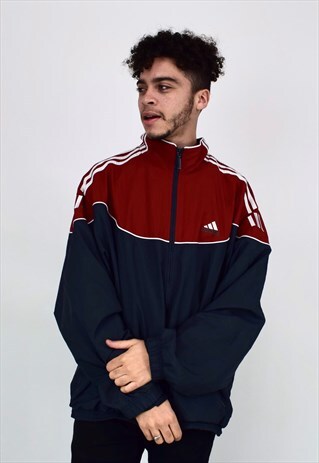 VINTAGE 90'S ADIDAS RED AND GREY ZIP-UP JACKET