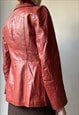 VINTAGE 1970 RED LEATHER JACKET SIZE XS/6