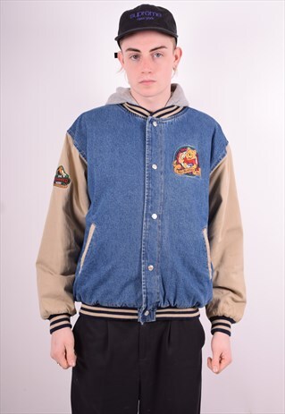 MENS VINTAGE BOMBER JACKET MEDIUM BLUE 90'S