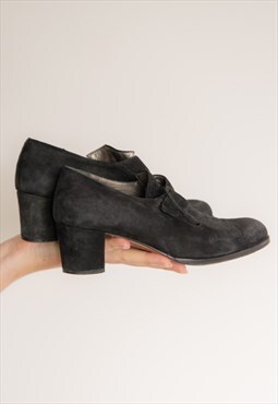 Vintage 70's Black Suede Shoes