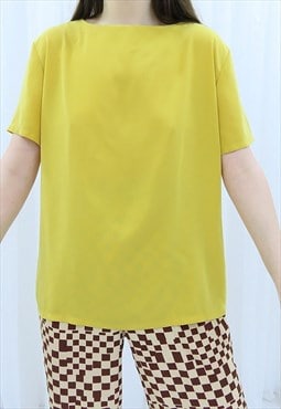 90s Vintage Mustard Yellow Blouse Top (Size M)