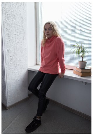 VINTAGE 90'S PINK HIGH COLLAR COTTON JUMPER