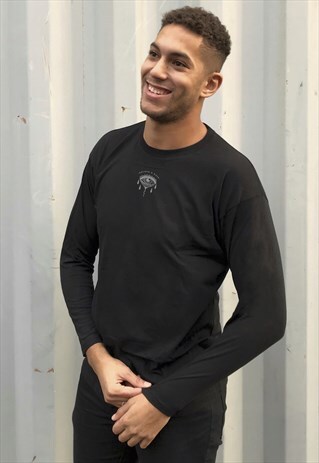 GREY EYE PRINT - BLACK LONG SLEEVE T-SHIRT