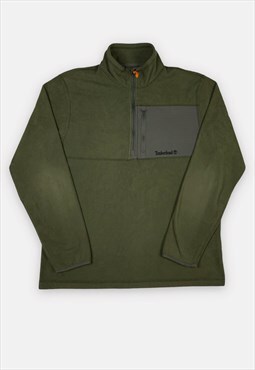 Vintage Timberland embroidered green fleece 1/4 zip jumper L