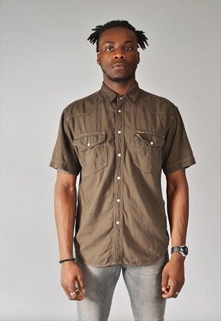 VINTAGE WRANGLER DENIM SHIRT BROWN