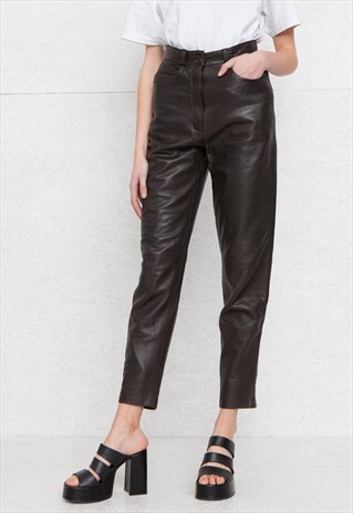 VINTAGE BROWN TAIFUN LEATHER TROUSERS BOTTOMS