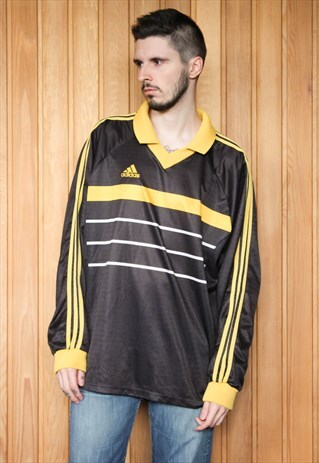 VINTAGE 1990S BLACK ADIDAS LONG-SLEEVED FOOTBALL SHIRT