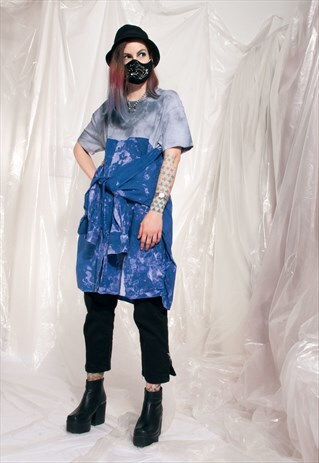 REWORKED TIE-DYE SHIRT DRESS 90S VINTAGE MIDI TEE DRESS