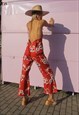 NEW HANDMADE BACKLESS JUMPSUIT IN A RED & WHITE FLORAL PRINT