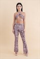 LAGOS - BROWN MARBLE MESH FLARED TROUSERS