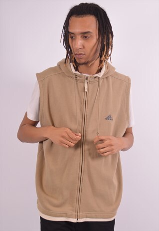 VINTAGE ADIDAS HOODIE SWEATER SLEEVELESS BEIGE