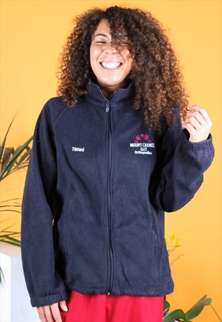 VINTAGE FLEECE IN NAVY BLUE WITH A ZIP EMBROIDERY LOGO