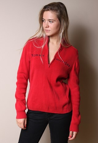 90'S TOMMY HILFIGER HALF ZIP KNIT JUMPER