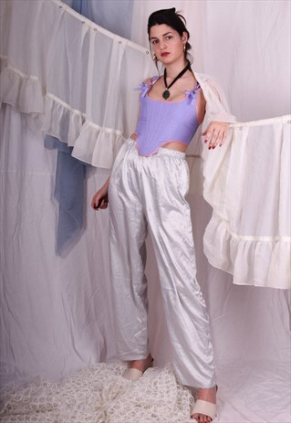VINTAGE 90S SILVER PAJAMA, LARGE SIZE