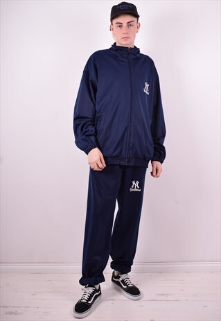 MENS VINTAGE NY YANKEES FULL TRACKSUIT XXL BLUE 90'S