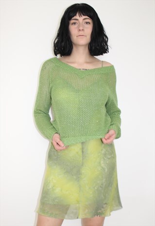 90S GREEN KNIT PULL OVER JUMPER CARDIGAN