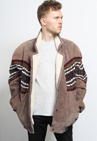VINTAGE AZTEC INCA FLEECE LINED JACKET
