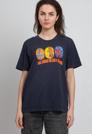 90S VINTAGE NAVY ADIDAS LOGO CREW NECK T-SHIRT