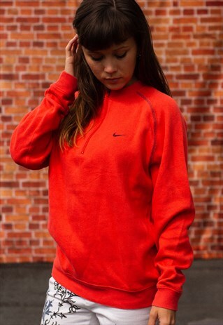 VINTAGE 00'S NIKE QUARTER ZIP SWEATSHIRT IN ORANGE