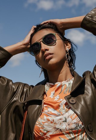 CLASSIC THICK FRAME AVIATOR STYLE SUNGLASSES