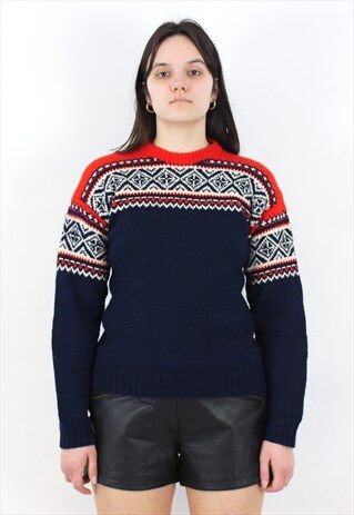 NORWEGIAN WOOL PULLOVER SWEATER PATTERNED JUMPER CHRISTMAS