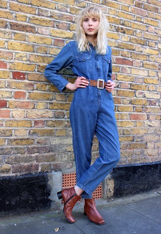 VINTAGE 90S DENIM ZIP UP JUMPSUIT
