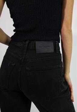 Vintage 90's Calvin Klein High Waist Straight Jeans in Black
