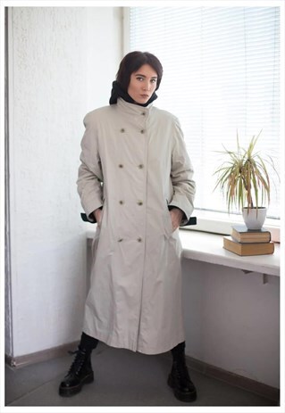 VINTAGE 80'S BEIGE DOUBLE BREASTED COAT