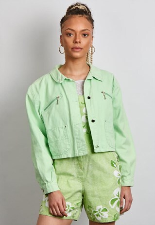 VINTAGE 90'S REGAZZERIA NEON GREEN DENIM JACKET