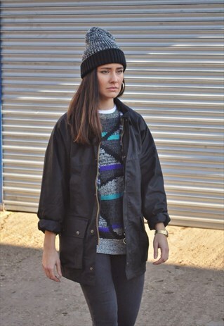 RETRO OVERSIZED BLACK UNPADDED WAX CHECK LINED JACKET