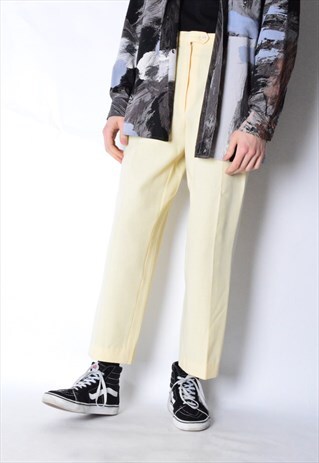 VINTAGE 80S UNISEX PASTEL YELLOW PANTS