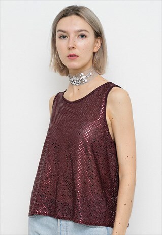 DARK RED SEQUIN TOP
