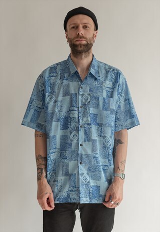 VINTAGE 70S BLUE FESTIVAL SHIRT