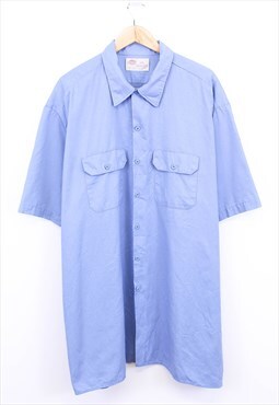 Vintage Dickies Shirt Blue Short Sleeve With Chest Pocket 