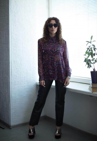 VINTAGE 80'S MULTICOLOUR PATTERNED BLOUSE