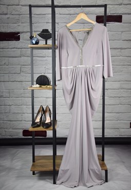 90s Vintage Glitz & Glam BIBA Grey Metallic Ruched Dress