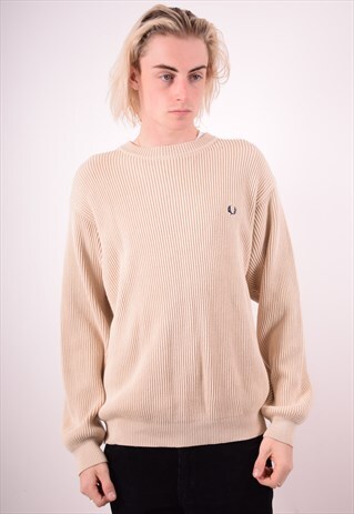 FRED PERRY MENS VINTAGE JUMPER SWEATER MEDIUM GREY 90S