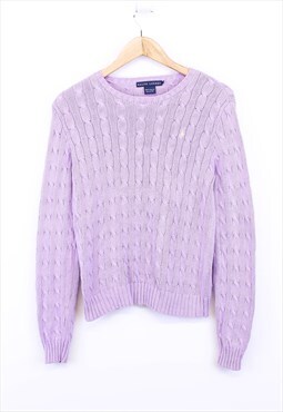 Vintage Ralph Lauren Cable Knitted Jumper Lilac Cable 90s