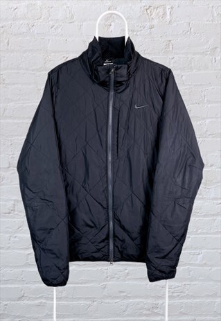 VINTAGE NIKE QUILTED PUFFER JACKET BLACK MEDIUM