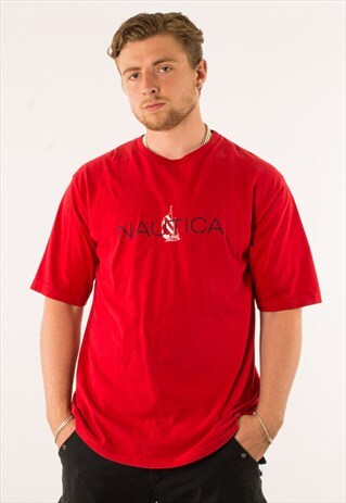 VINTAGE 90S RED NAUTICA TEE T-SHIRT