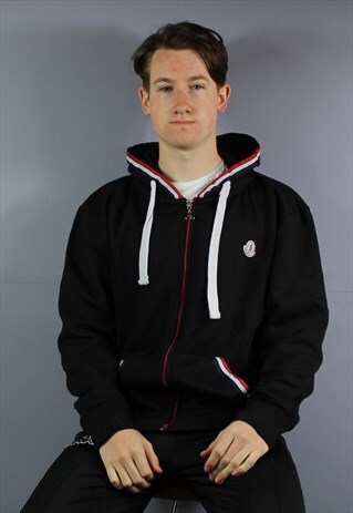 VINTAGE MONCLER HOODIE IN NAVY BLUE WITH EMBROIDERED LOGO AN