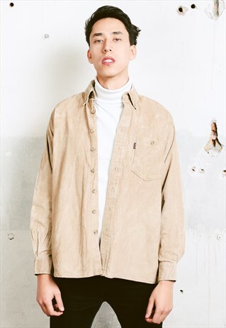 VINTAGE 90S BEIGE CORDUROY SHIRT