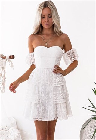 WHITE LACE OFF THE SHOULDER DRESS